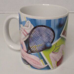 Russ Mug Vintage Sports 80s Tennis Bike Swimming Coffee Tea